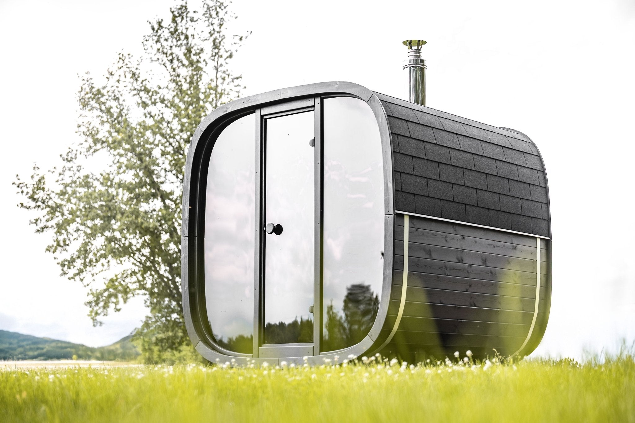 Leil Saunas Black Cube - COMFORT 6 - Person Outdoor Sauna Kit - NW Immersion