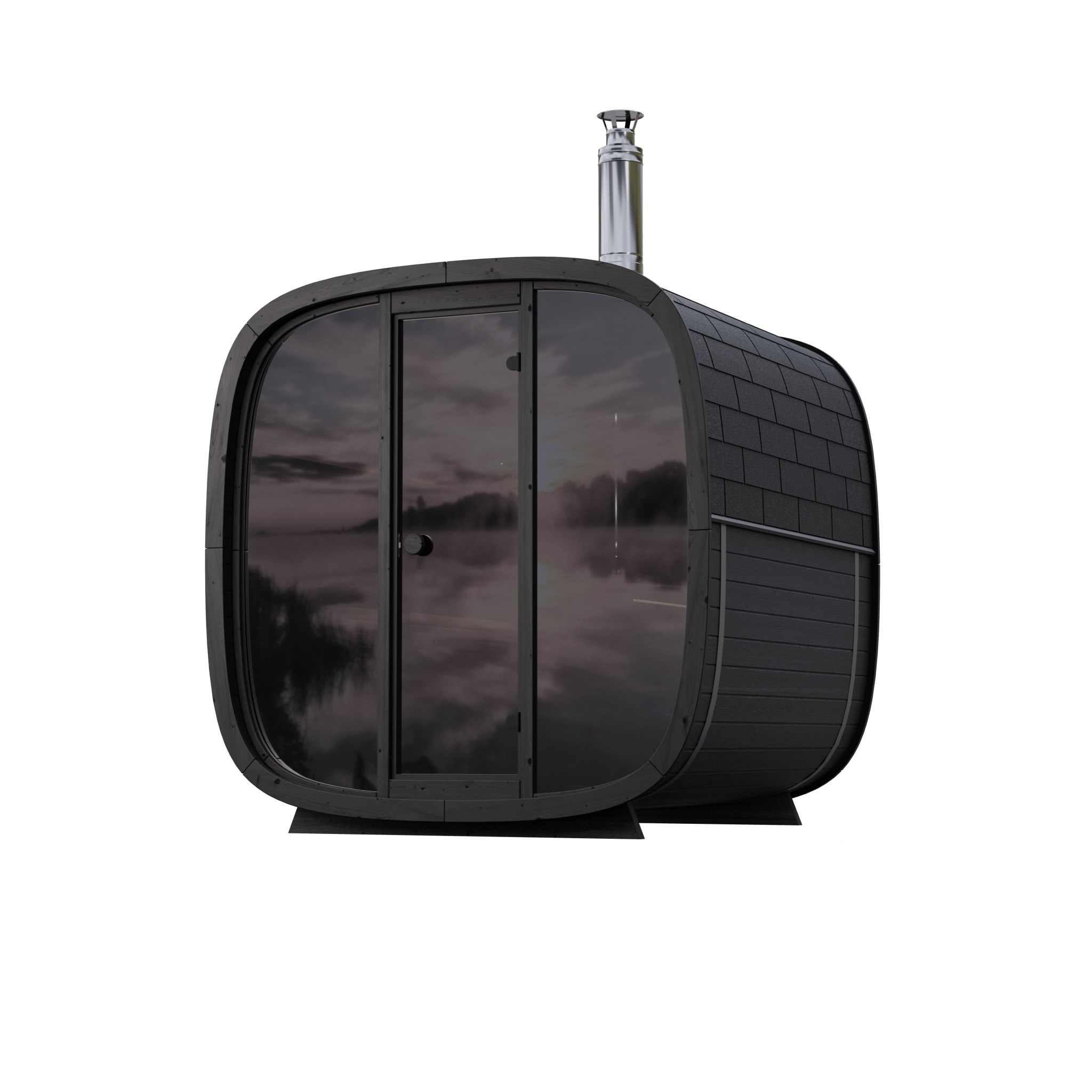 Leil Saunas Black Cube - COMFORT 6 - Person Outdoor Sauna Kit - NW Immersion