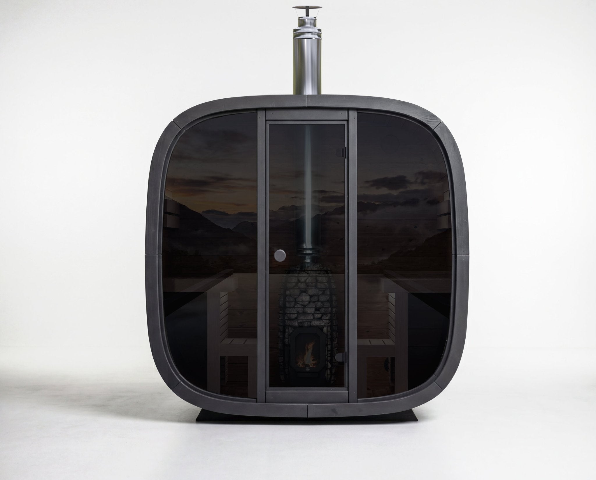 Leil Saunas Black Cube - COMFORT 6 - Person Outdoor Sauna Kit - NW Immersion
