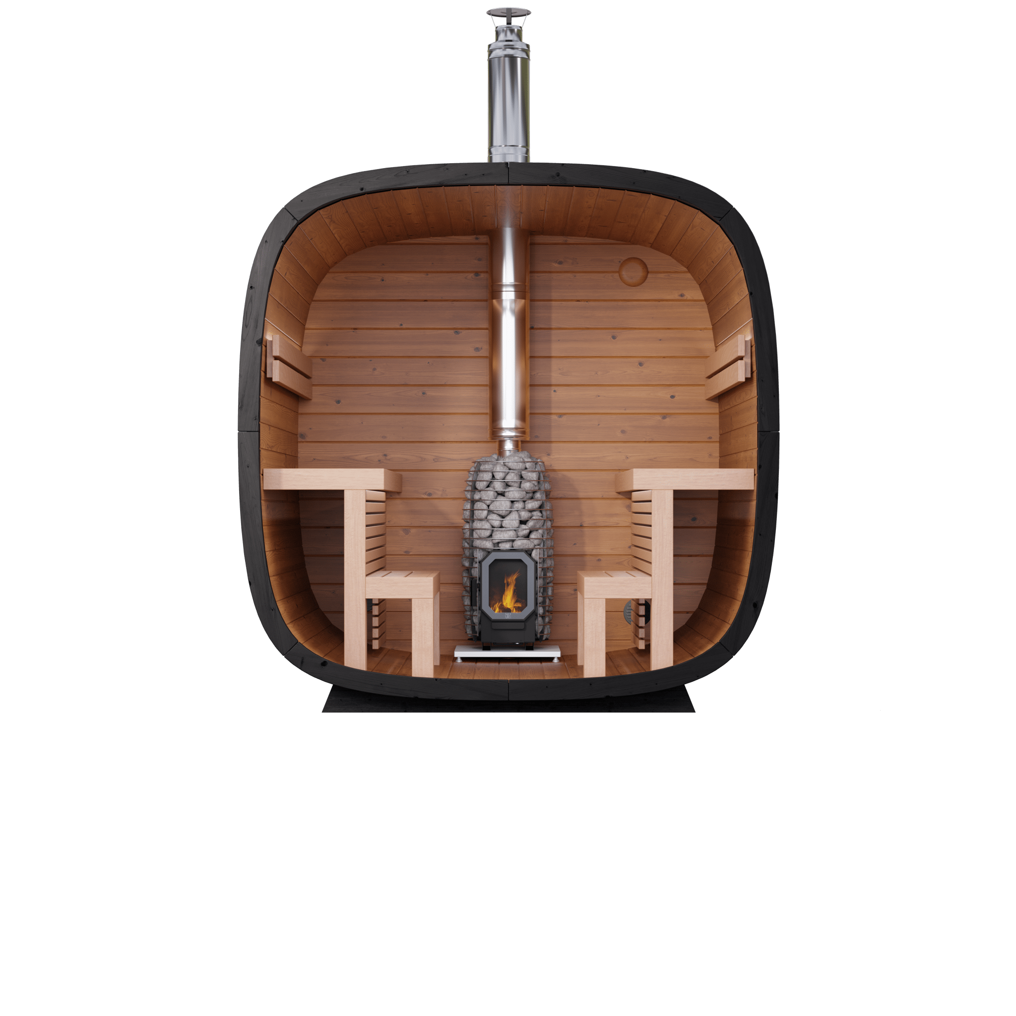 Leil Saunas Black Cube - COMFORT 6 - Person Outdoor Sauna Kit - NW Immersion