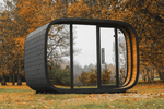 Leil Saunas Round Cube Double, 5 - 6 Person Luxury Outdoor Sauna with Changing Room - NW Immersion