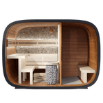 Leil Saunas Round Cube Double, 5 - 6 Person Luxury Outdoor Sauna with Changing Room - NW Immersion