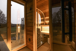 Leil Saunas Round Cube Double, 5 - 6 Person Luxury Outdoor Sauna with Changing Room - NW Immersion
