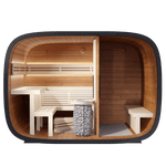 Leil Saunas Round Cube Double, 5 - 6 Person Luxury Outdoor Sauna with Changing Room - NW Immersion