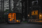 Leil Saunas Round Cube Double, 5 - 6 Person Luxury Outdoor Sauna with Changing Room - NW Immersion