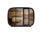 Leil Saunas Round Cube Double, 5 - 6 Person Luxury Outdoor Sauna with Changing Room - NW Immersion