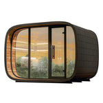 Leil Saunas Round Cube Double, 5 - 6 Person Luxury Outdoor Sauna with Changing Room - NW Immersion