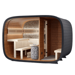 Leil Saunas Round Cube Double, 5 - 6 Person Luxury Outdoor Sauna with Changing Room - NW Immersion