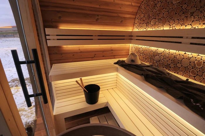 Leil Saunas Round Cube Mini, 4 - 5 Person Outdoor Sauna - NW Immersion