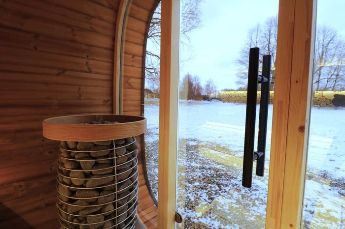Leil Saunas Round Cube Mini, 4 - 5 Person Outdoor Sauna - NW Immersion