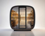 Leil Saunas Round Cube Mini, 4 - 5 Person Outdoor Sauna - NW Immersion