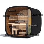 Leil Saunas Round Cube Mini, 4 - 5 Person Outdoor Sauna - NW Immersion