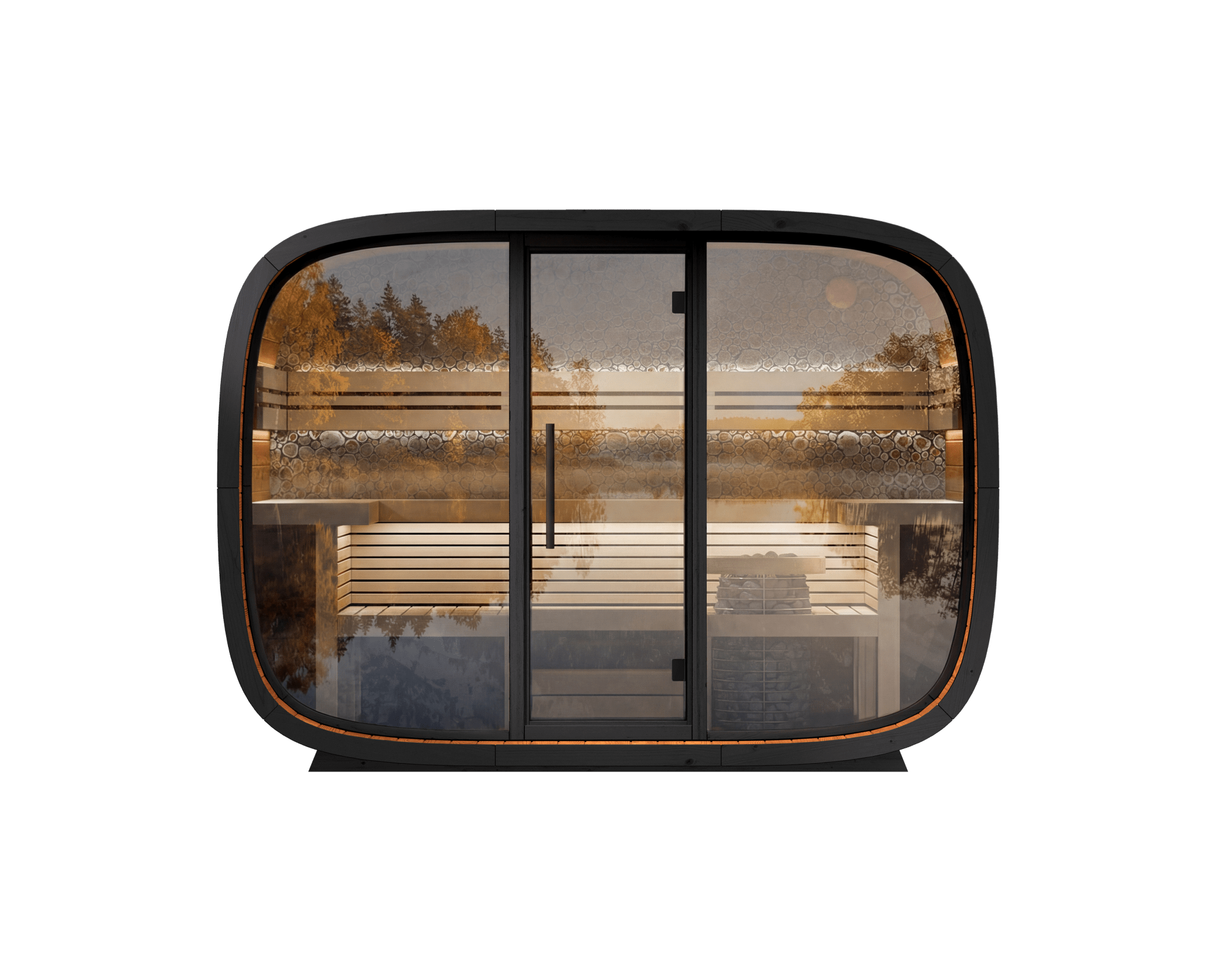 Leil Saunas Round Cube Relax, 6 Person Outdoor Sauna - NW Immersion