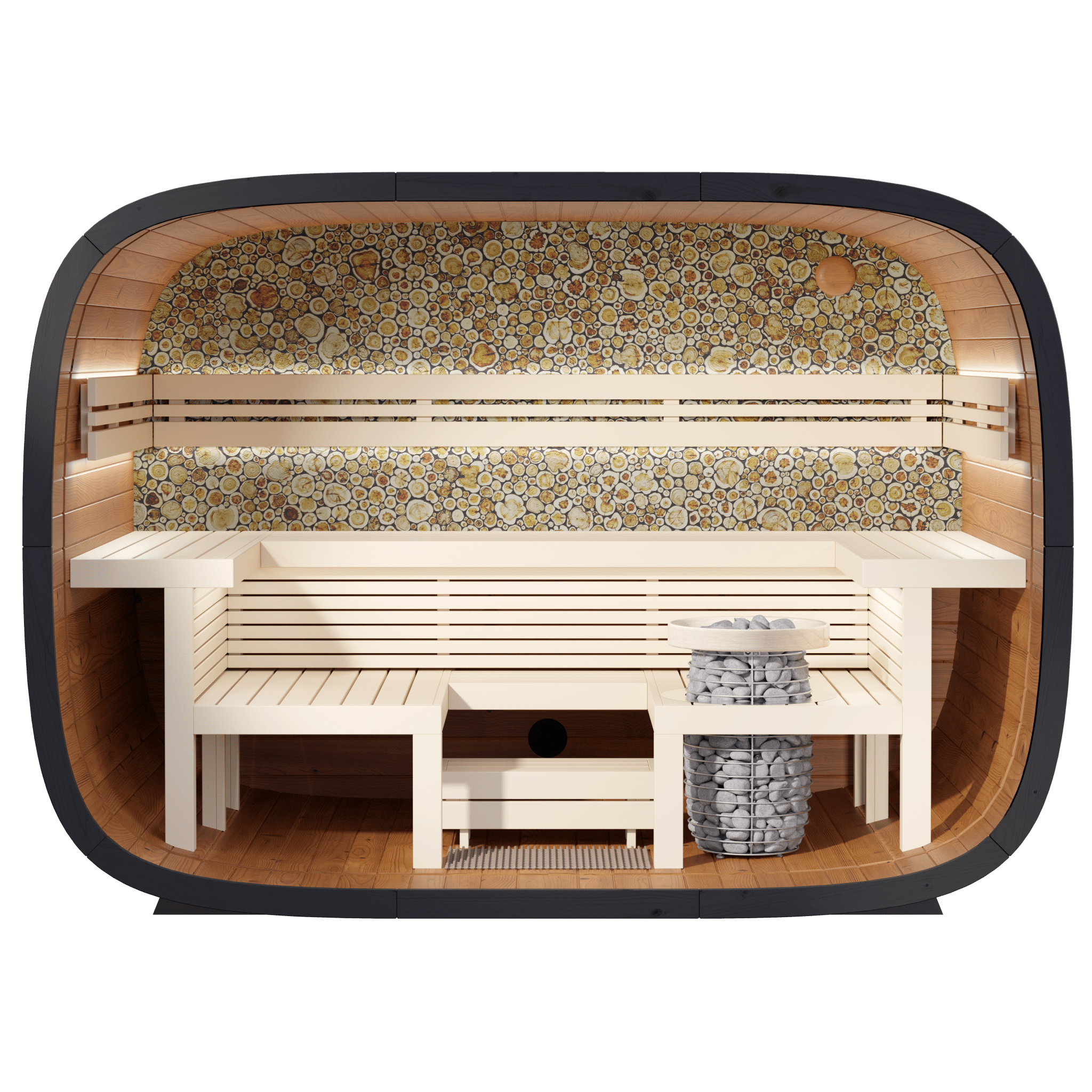 Leil Saunas Round Cube Relax, 6 Person Outdoor Sauna - NW Immersion
