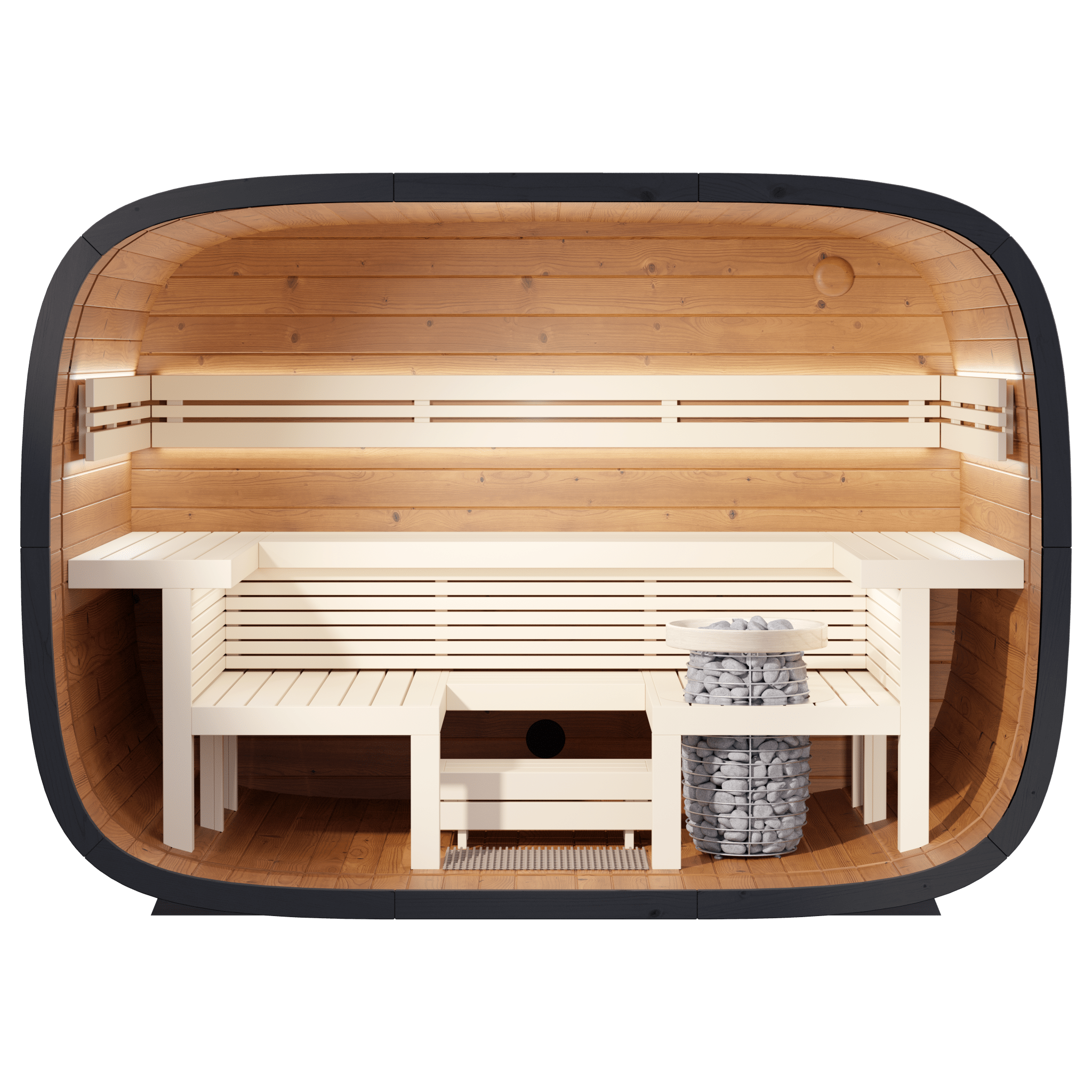 Leil Saunas Round Cube Relax, 6 Person Outdoor Sauna - NW Immersion