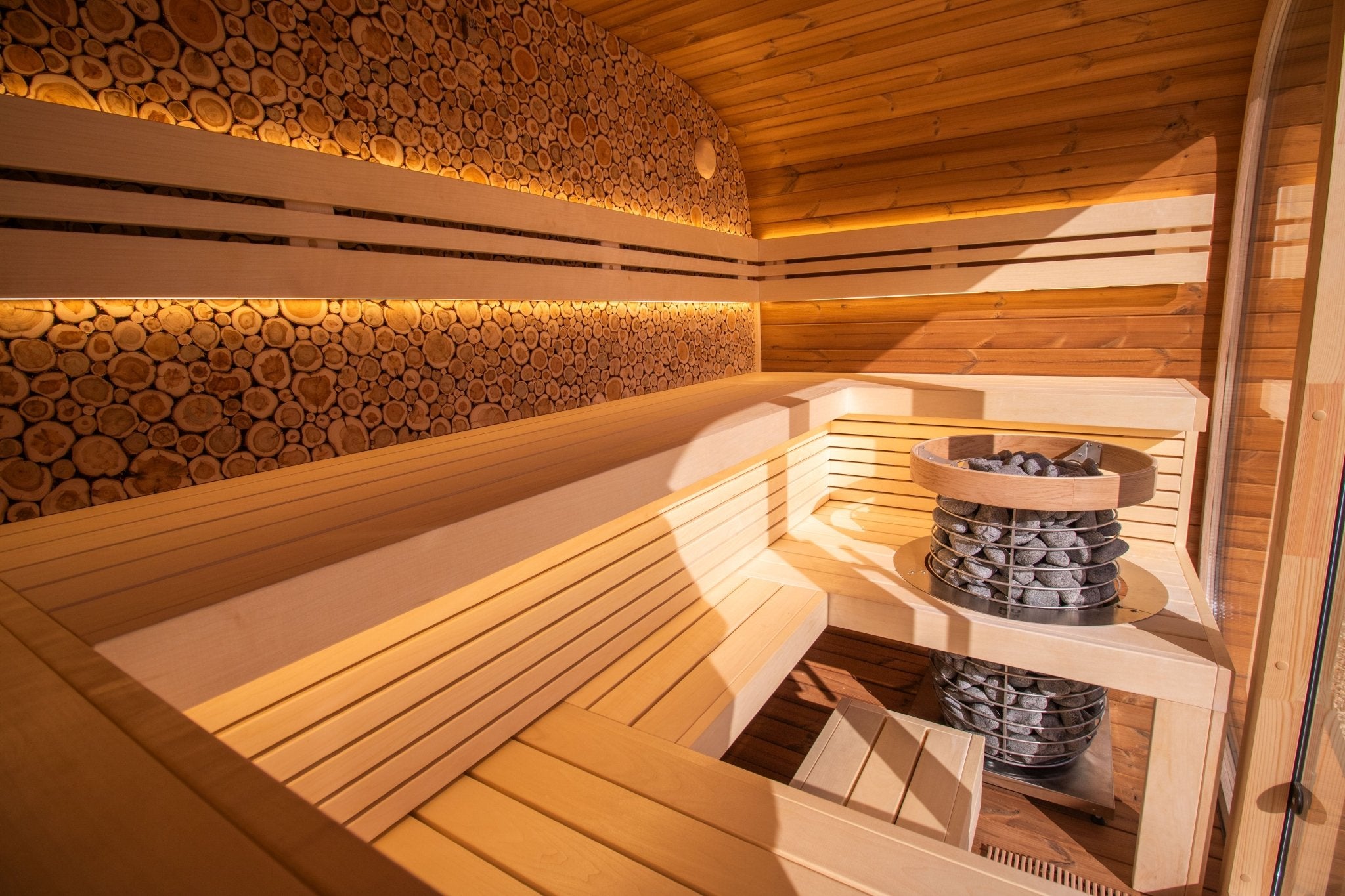 Leil Saunas Round Cube Relax, 6 Person Outdoor Sauna - NW Immersion