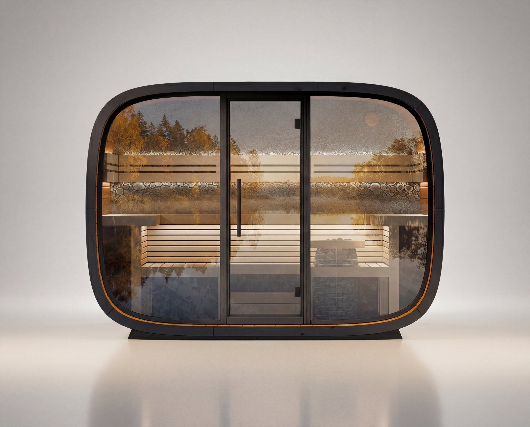Leil Saunas Round Cube Relax, 6 Person Outdoor Sauna - NW Immersion