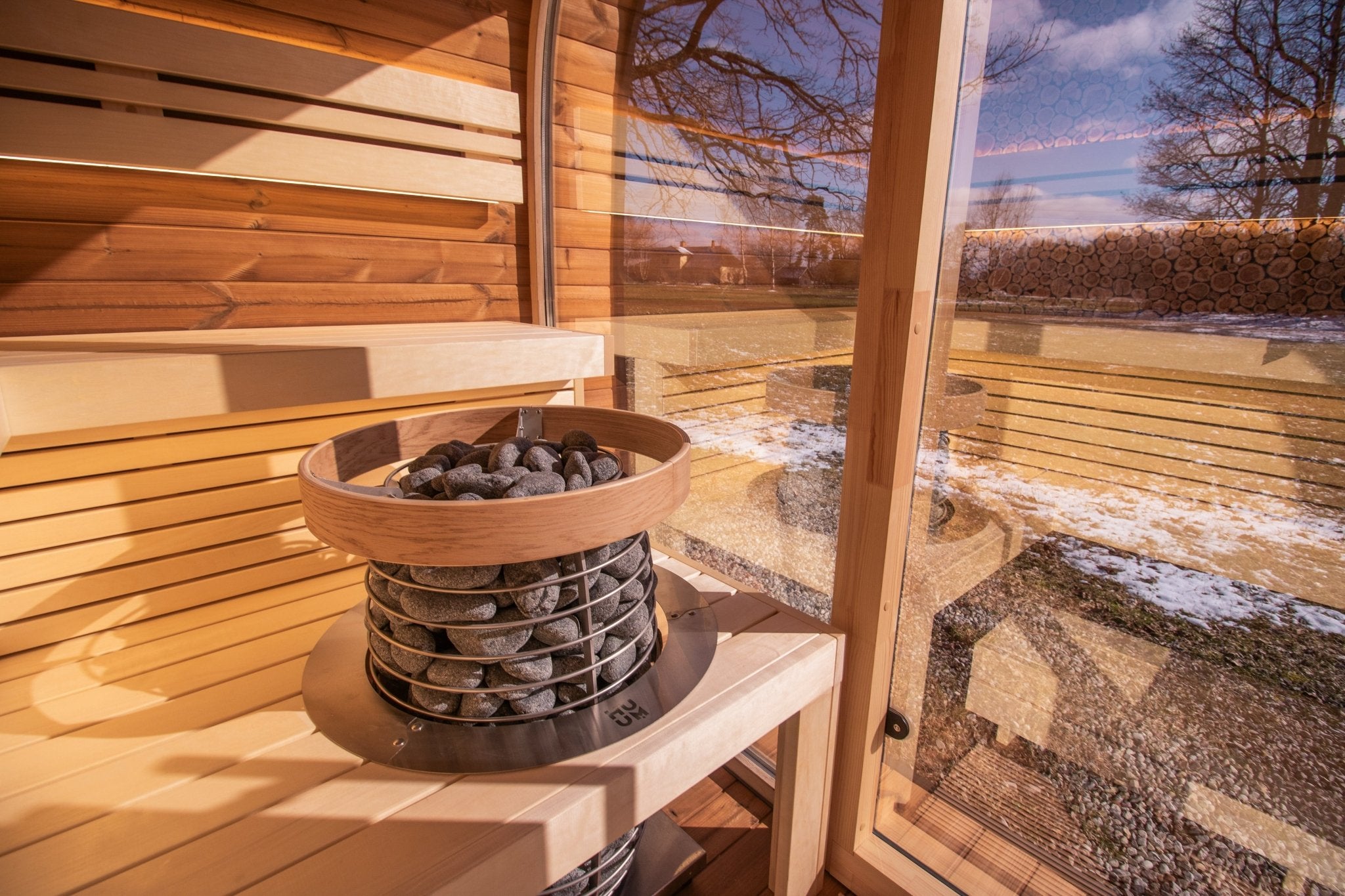 Leil Saunas Round Cube Relax, 6 Person Outdoor Sauna - NW Immersion