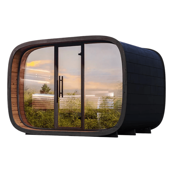 Leil Saunas Round Cube Relax, 6 Person Outdoor Sauna - NW Immersion