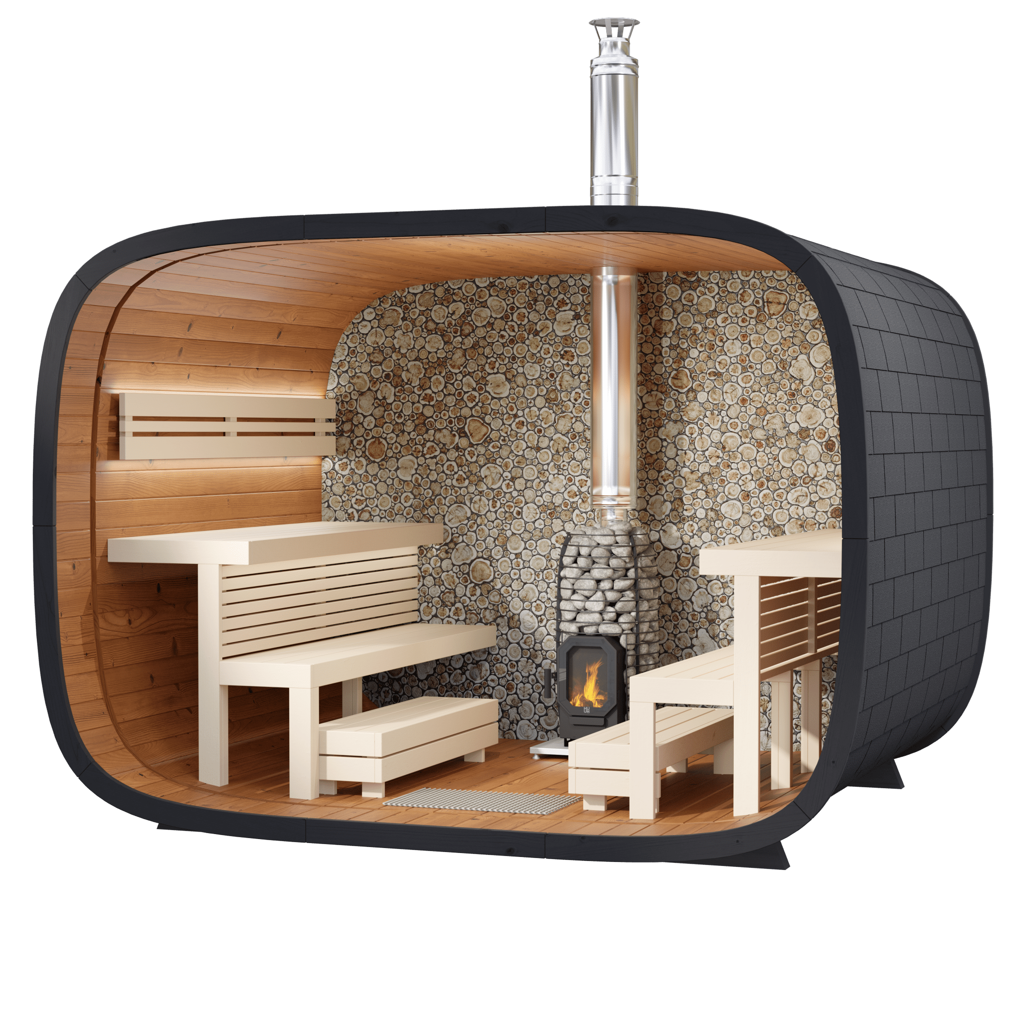 Leil Saunas Round Cube Single, 6 - 8 Person Outdoor Sauna - NW Immersion