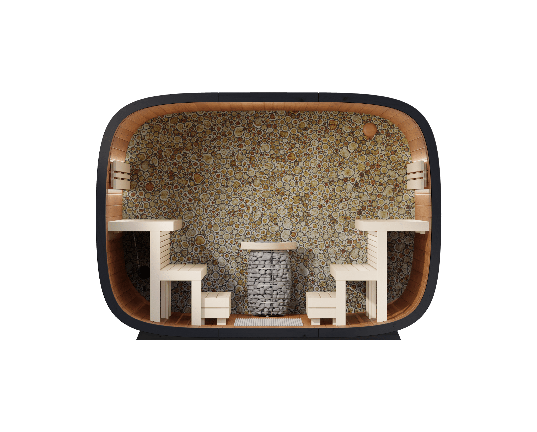 Leil Saunas Round Cube Single, 6 - 8 Person Outdoor Sauna - NW Immersion
