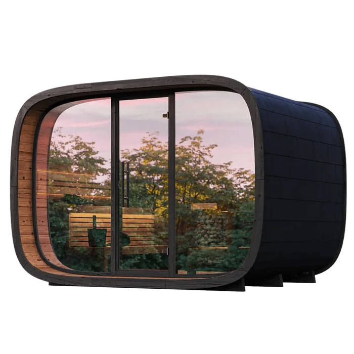 Leil Saunas Round Cube Single, 6 - 8 Person Outdoor Sauna - NW Immersion