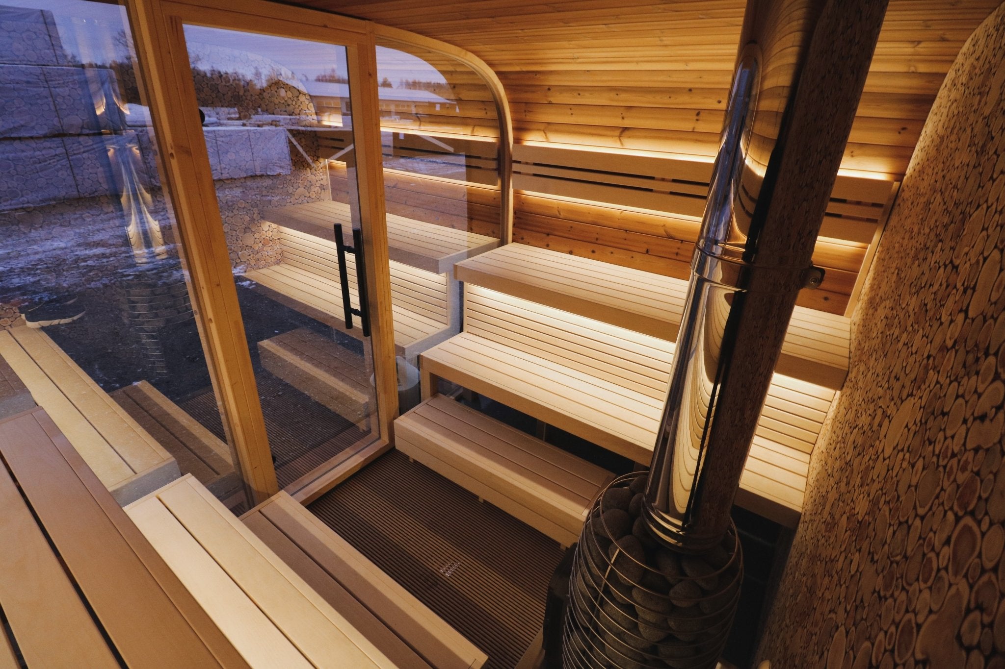 Leil Saunas Round Cube Single, 6 - 8 Person Outdoor Sauna - NW Immersion