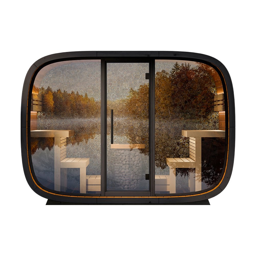 Leil Saunas Round Cube Single, 6 - 8 Person Outdoor Sauna - NW Immersion
