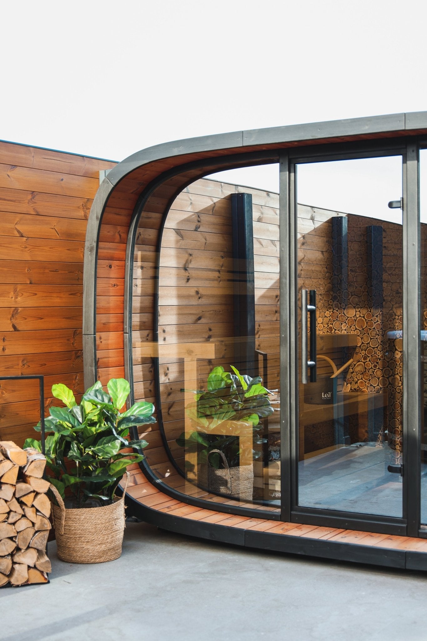 Leil Saunas Round Cube Single, 6 - 8 Person Outdoor Sauna - NW Immersion