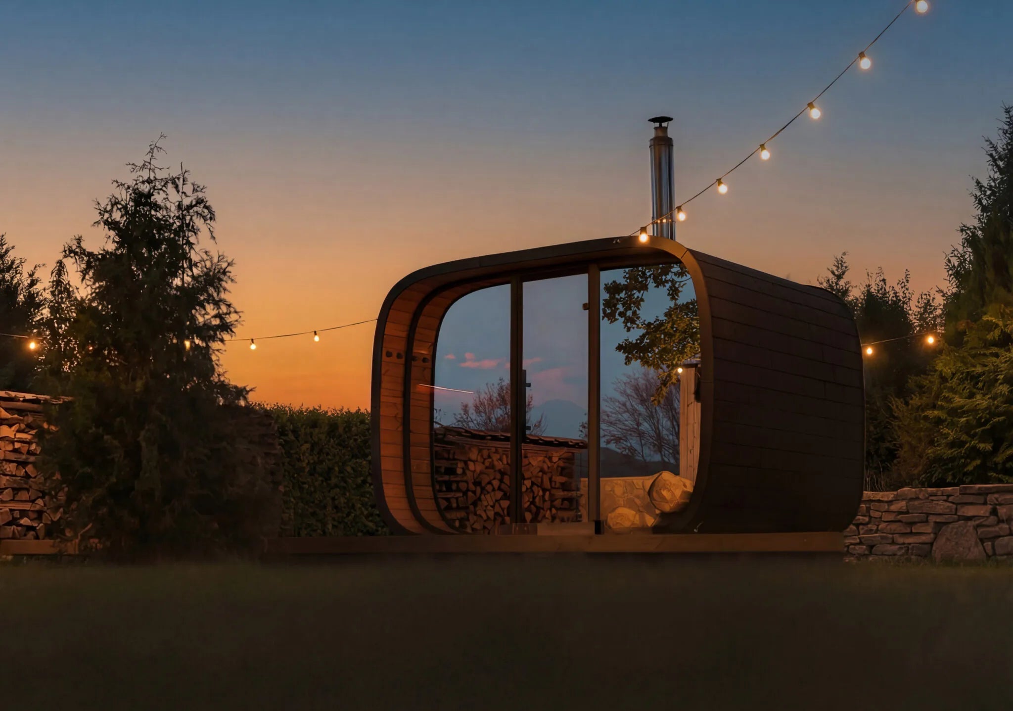Leil Saunas Round Cube Single, 6 - 8 Person Outdoor Sauna - NW Immersion