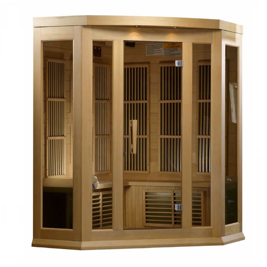 Maxxus 3 - Person Low EMF FAR Infrared Sauna Canadian Hemlock - Corner - NW Immersion
