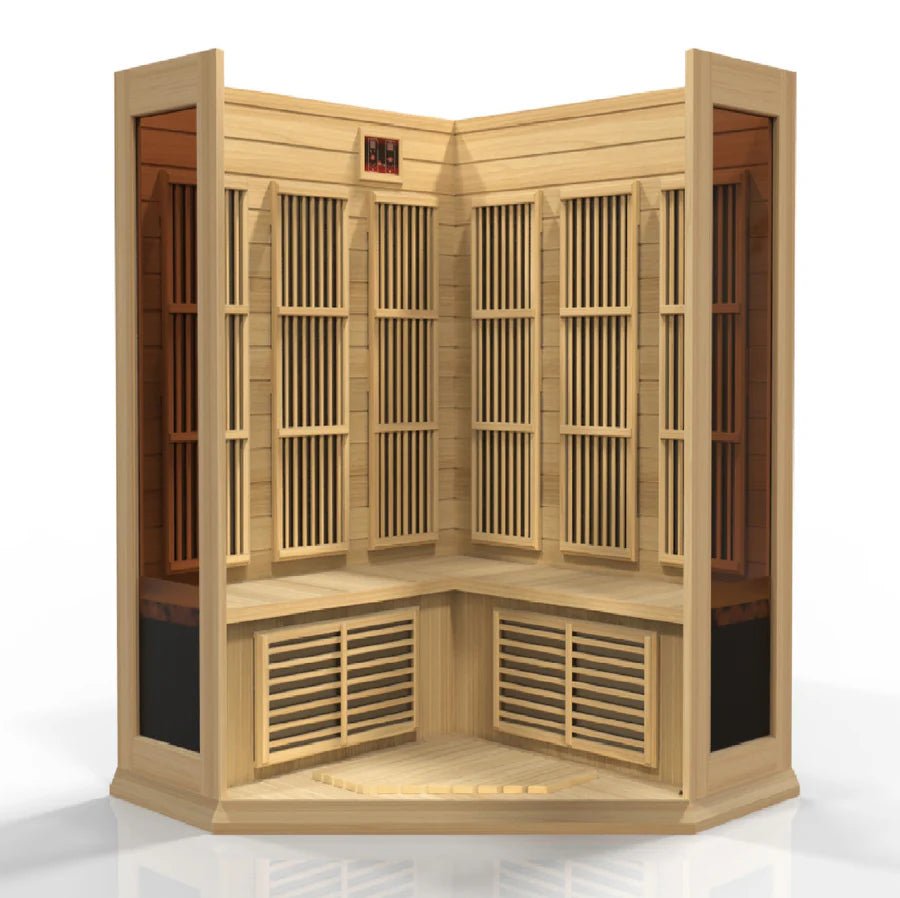 Maxxus 3 - Person Low EMF FAR Infrared Sauna Canadian Hemlock - Corner - NW Immersion