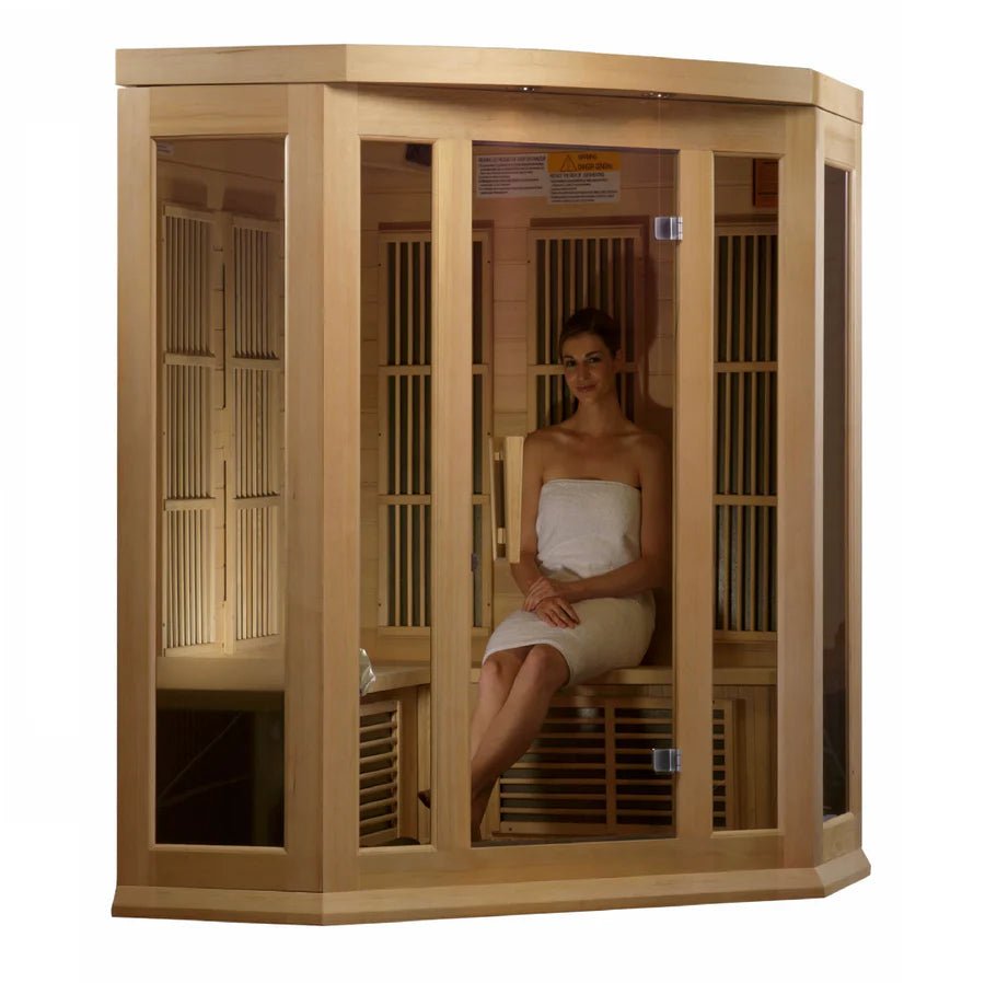 Maxxus 3 - Person Low EMF FAR Infrared Sauna Canadian Hemlock - Corner - NW Immersion