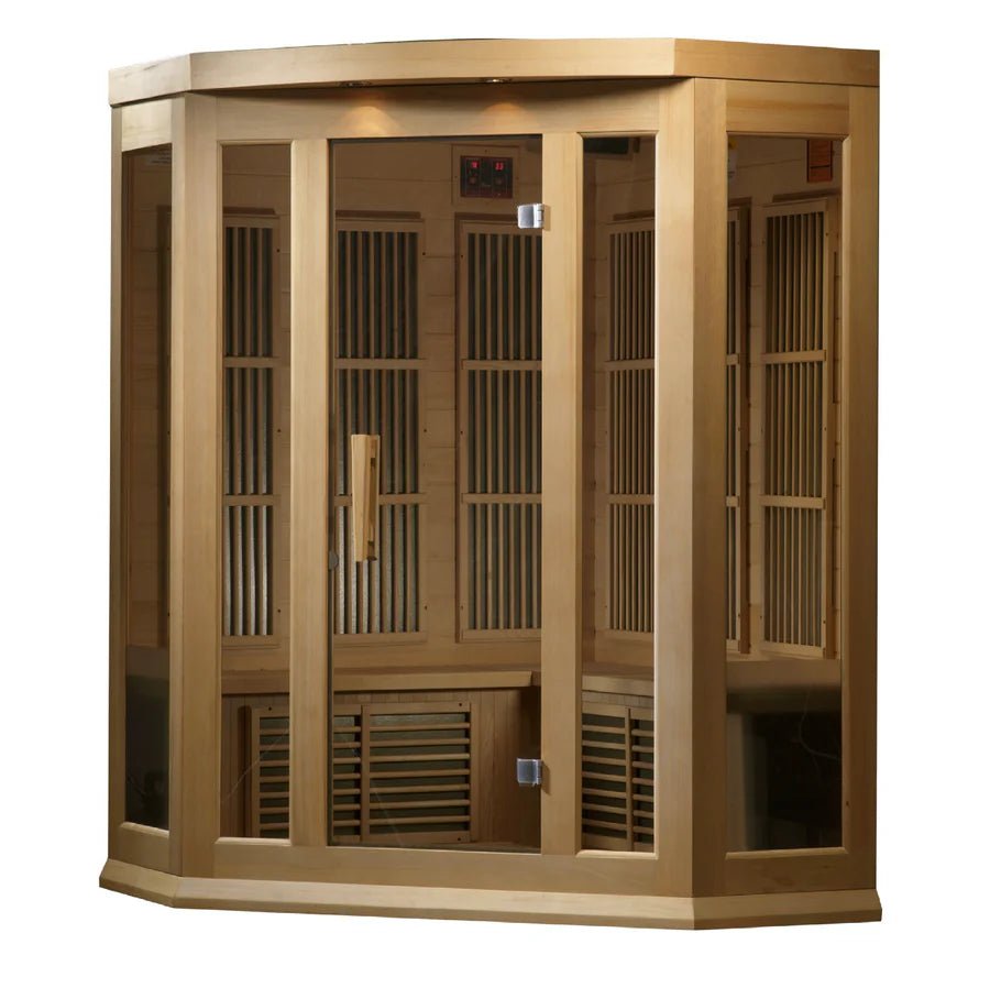 Maxxus 3 - Person Low EMF FAR Infrared Sauna Canadian Hemlock - Corner - NW Immersion