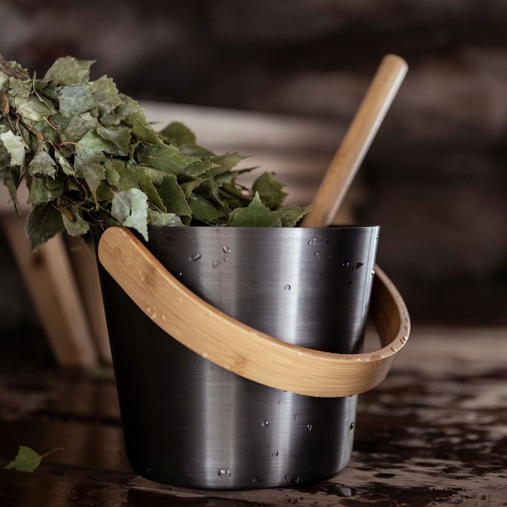 Rento Curved Handle Sauna Bucket – Aluminum Finnish Sauna Bucket - NW Immersion