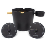SaunaLife Accessory Package 5 — Black Sauna Bucket, Ladle, Thermometer & Hygrometer - NW Immersion