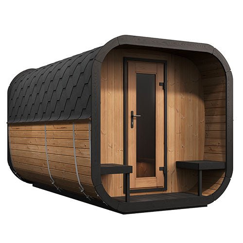 SaunaLife CL12GCP 8 Person Outdoor Cube Sauna Suite with Dressing Room - NW Immersion