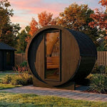 SaunaLife E6WB 3 Person Outdoor Barrel Sauna with Panoramic Window – Black - NW Immersion