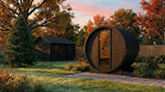 SaunaLife E6WB 3 Person Outdoor Barrel Sauna with Panoramic Window – Black - NW Immersion