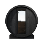 SaunaLife E6WB 3 Person Outdoor Barrel Sauna with Panoramic Window – Black - NW Immersion