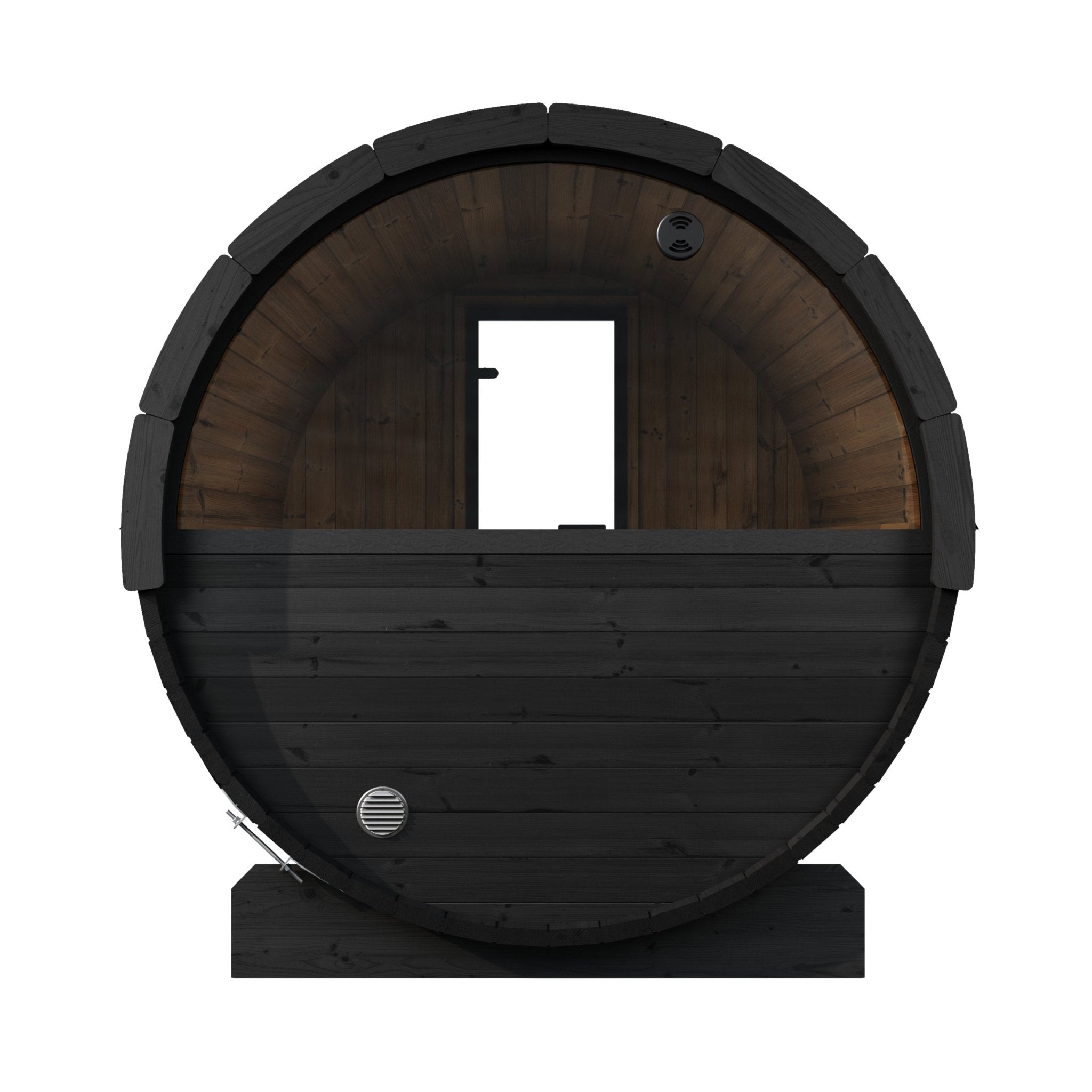 SaunaLife E6WB 3 Person Outdoor Barrel Sauna with Panoramic Window – Black - NW Immersion