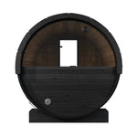 SaunaLife E6WB 3 Person Outdoor Barrel Sauna with Panoramic Window – Black - NW Immersion