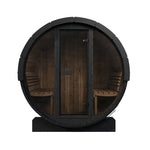 SaunaLife E7GB 4 Person Outdoor Barrel Sauna with Glass Front – Black - NW Immersion