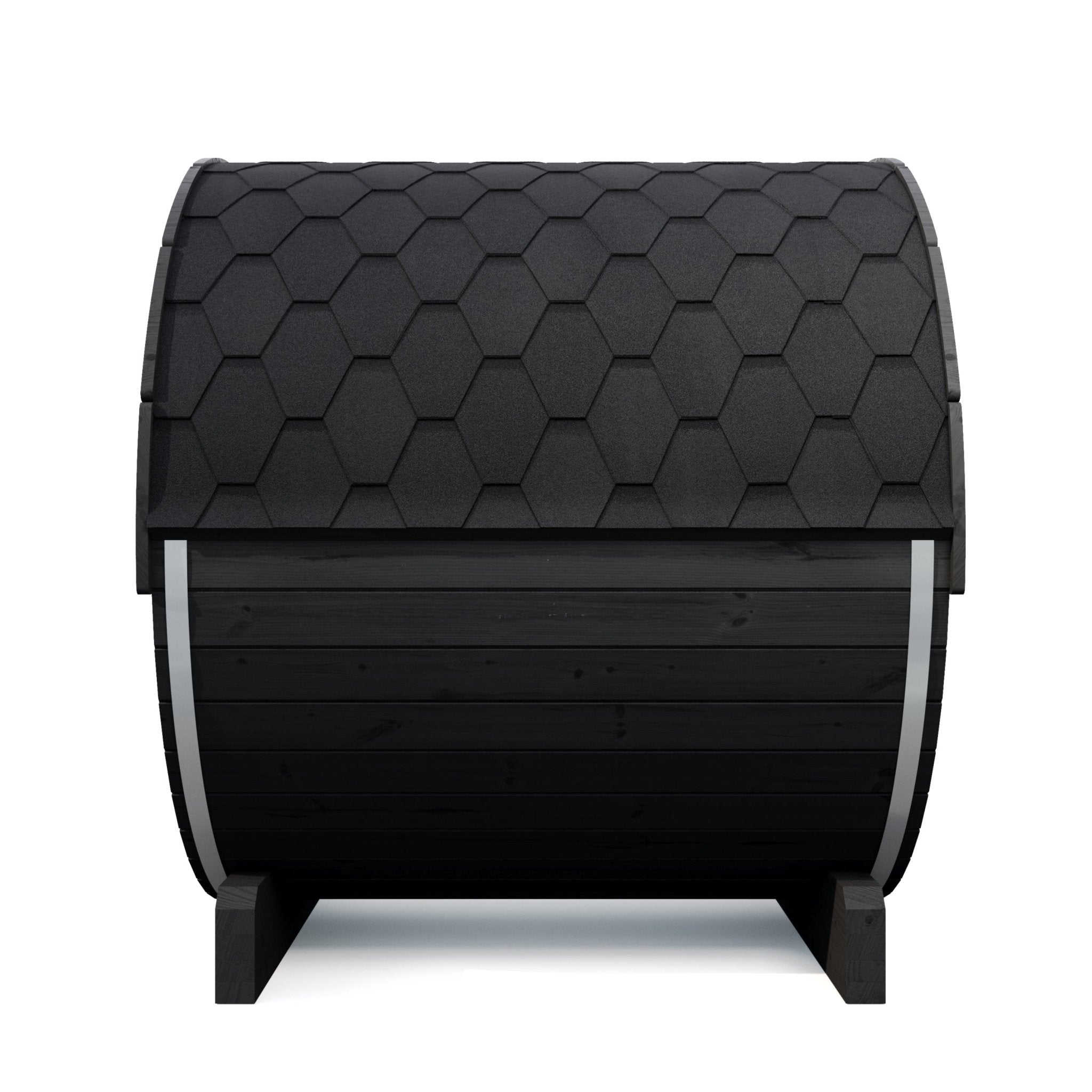 SaunaLife E7GB 4 Person Outdoor Barrel Sauna with Glass Front – Black - NW Immersion