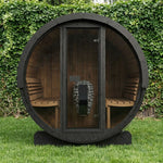 SaunaLife E7GB 4 Person Outdoor Barrel Sauna with Glass Front – Black - NW Immersion