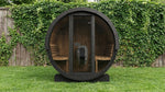 SaunaLife E7GB 4 Person Outdoor Barrel Sauna with Glass Front – Black - NW Immersion
