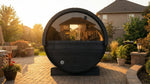 SaunaLife E7WB 4-Person Outdoor Barrel Sauna with Panoramic Window – Black - NW Immersion