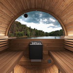 SaunaLife E7WB 4-Person Outdoor Barrel Sauna with Panoramic Window – Black - NW Immersion