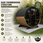 SaunaLife EE8G Luxury Outdoor Barrel Sauna – 6 Person Glass Front - NW Immersion