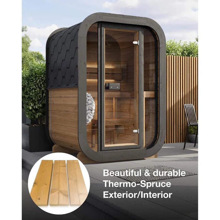 SaunaLife Model CL3G 1 - 2 Person Cube Series Outdoor Sauna Kit - NW Immersion